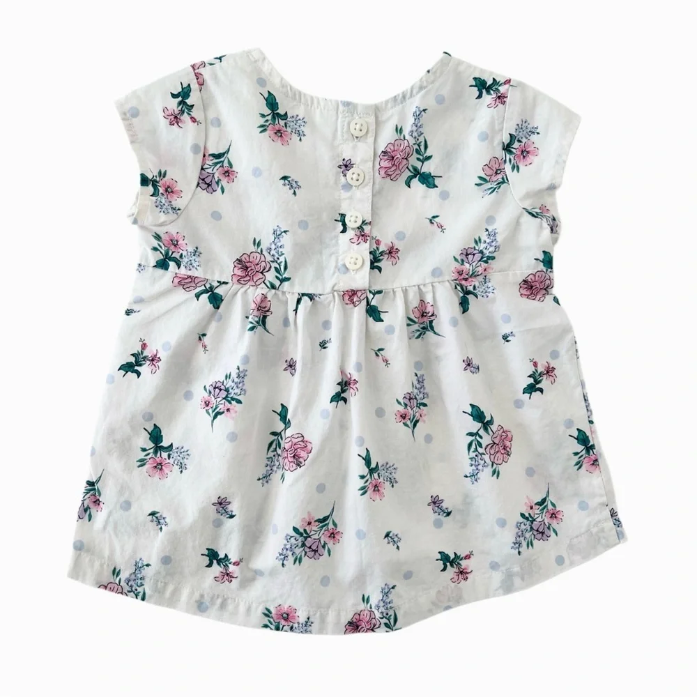 Carter's White and Pink Floral & Polka Dot Tunic Blouse | Baby Girl 6 Months